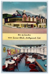 Hollywood California CA Postcard Bit Of Sweden Smorgasbord Restaurant Scene 1953