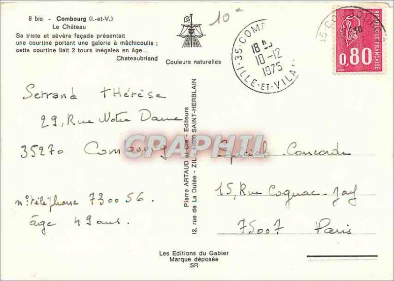 Postcard Modern Combourg L and V Le Chateau