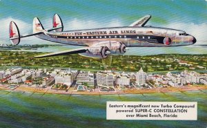 Postcard Eastern Airlines Turbo Compound Super C Constellation Miami Beach FL