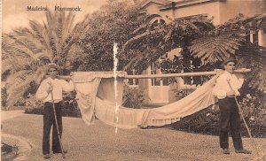 A001 Portugal Madeira Hammock carried by two men vintage postcard