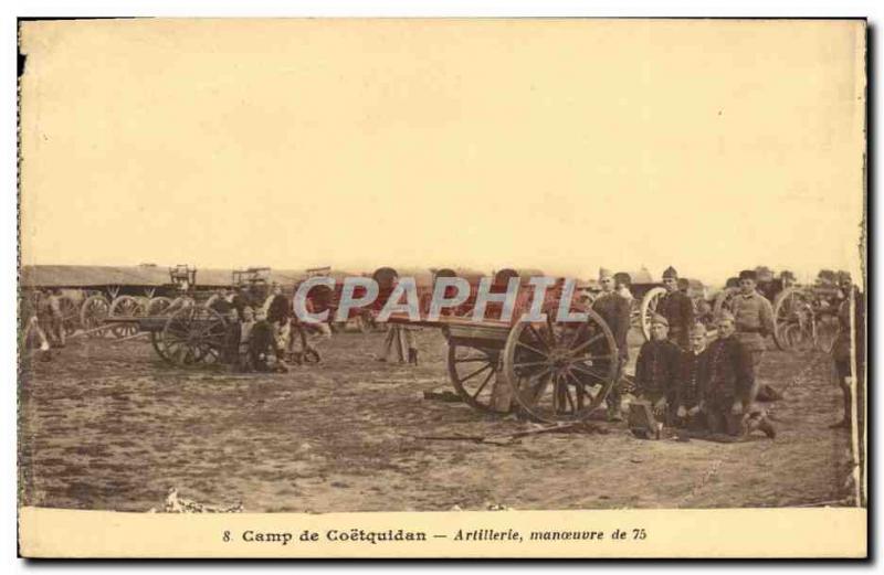 Old Postcard Army Camp Coetquidan Artillery Maneuver 75