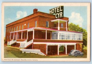 St. Leonard New Brunswick Canada Postcard Hotel Cyr Building 1947 Posted