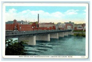 1905 North Bridge Over Androscoggin River, Lewiston and Auburn Maine ME Postcard