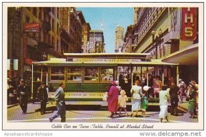 California San Fracisco Cable Car On Turn Table Powell At Market Street