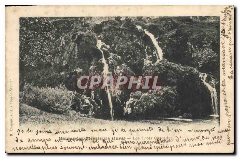 Old Postcard Baume les Messieurs Jura Three Waterfalls