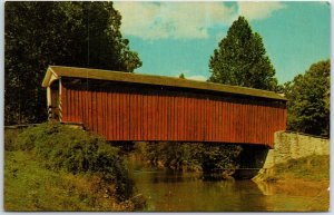 VINTAGE POSTCARD COVERED BRIDGE AT JOHNSON'S MILL LANCASTER PENNSYLVANIA