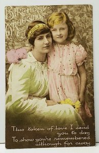 Birthday Greetings Woman & Child c1915 Postcard H16