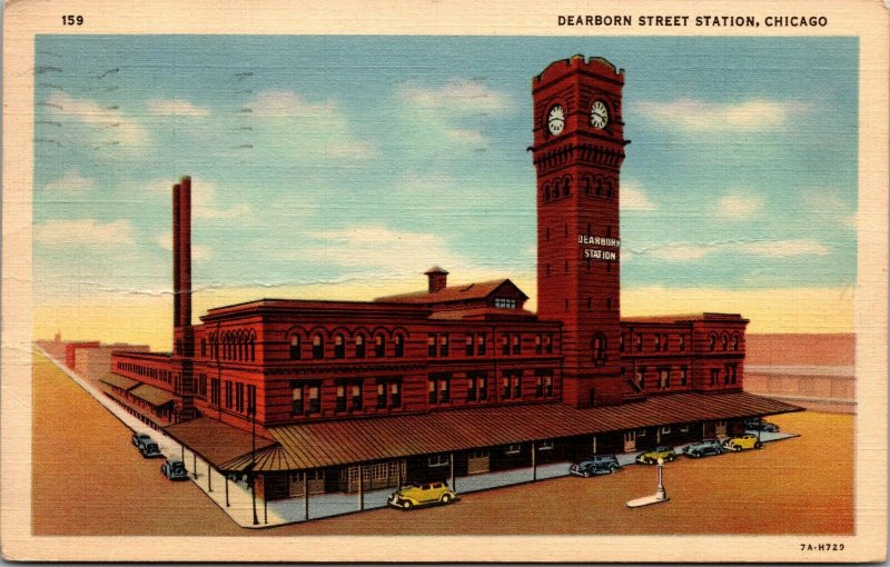 CHICAGO,ILLINOIS - IL -  DEARBORN STREET STATION - LINEN - POSTED - POSTCARD