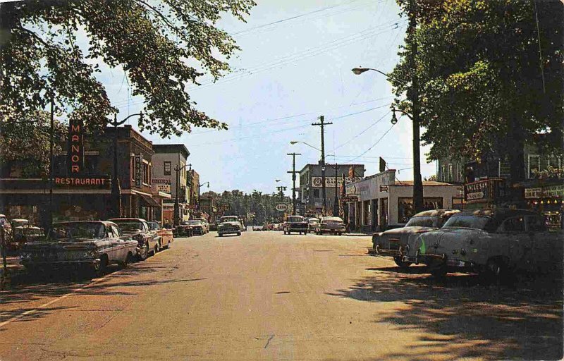 James Street Looking West Cars Alexandria Bay New York 1950s postcard