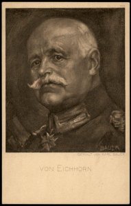 Germany WWI General von Eichhorn Artist Signed Portrait Ostpreussenhilfe  G77381