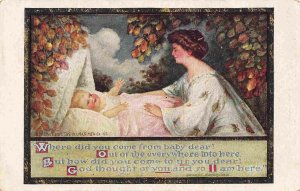 Where Did You Come From Baby Dear Mother Child Birth 1910 postcard