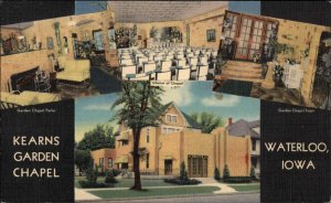 Waterloo IA Kearns Garden Chapel FUNERAL HOME Linen Postcard