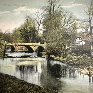 Weymouth England UK Radipole Bridge Lake Fishing POSTCARD Milton 1910s or 20s