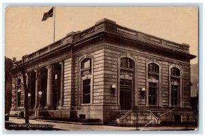 1910 Post Office Building US Flag Entrance McKeesport Pennsylvania PA Postcard