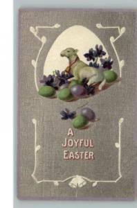 Easter Baby Sheep Eggs Flowers c1910 Postcard