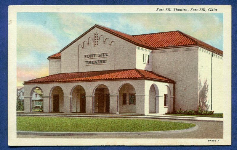 Fort Sill Base Theatre theater Lawton Oklahoma ok Military old postcard