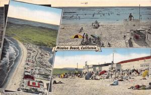 MISSION BEACH CALIFORNIA AERIAL~LIFEGUARD STAND~BEACH~MULTI IMAGE POSTCARD