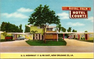 Linen Postcard Royal Palm Hotel Courts US 11 and 90 East New Orleans, Louisiana