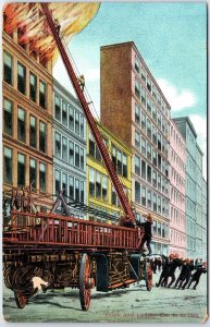 VINTAGE POSTCARD HOOK AND LADDER CO IN ACTION EARLY NEW YORK CITY FIREFIGHTERS