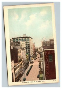 Vintage 1930's Postcard Aerial View Antique Cars on Sparks Street Ottawa Canada