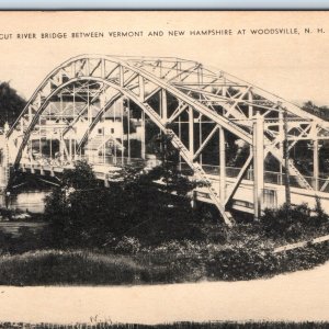 c1930s Woodsville NH Vermont Border Bridge Connecticut River PC Gelatine Vt A275