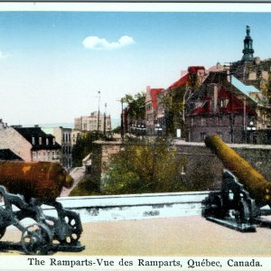 c1910s Quebec City Canada Ramparts Postcard Old Cannons Walls Garneau Historic
