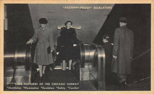 Chicago IL  Subway Downtown Accident-Proof Escalators Postcard