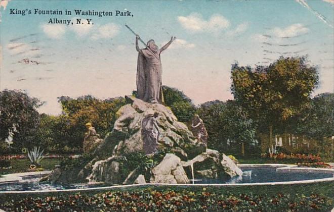 New York Albany King's Fountain In Washington Park 1926