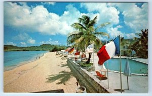 Beach & Flags St. Martin N.W.I. & F.W.I. Postcard