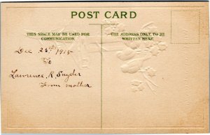 postcard With Christmas Greetings - birds and holly