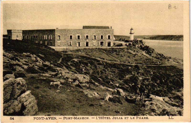 CPA PONT-AVEN - Port-Manech - L'Hotel Julia et le Phare (458053)