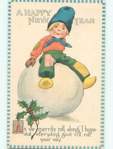 Divided-Back NEW YEAR SCENE Great Postcard W7534