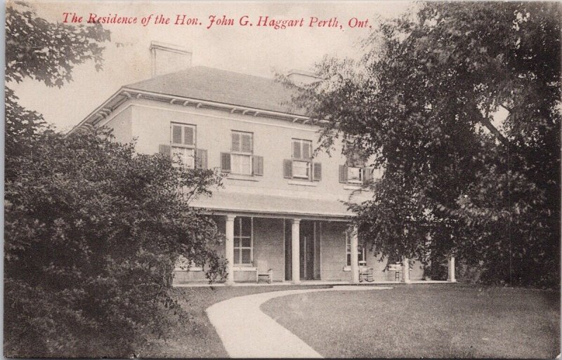 Perth Ontario Residence of Hon John Haggart ON Unused Adams Postcard H37 *as is