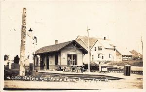 Thorndike ME Railroad Station Train Depot Union Store RPPC Postcard