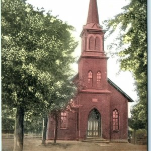 1907 Lewiston, MN German Lutheran Church Litho Photo Hand Colored Postcard A17