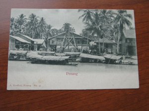 Malaya Postcard 1900-06 UDB Unused Penang River Boats Houses