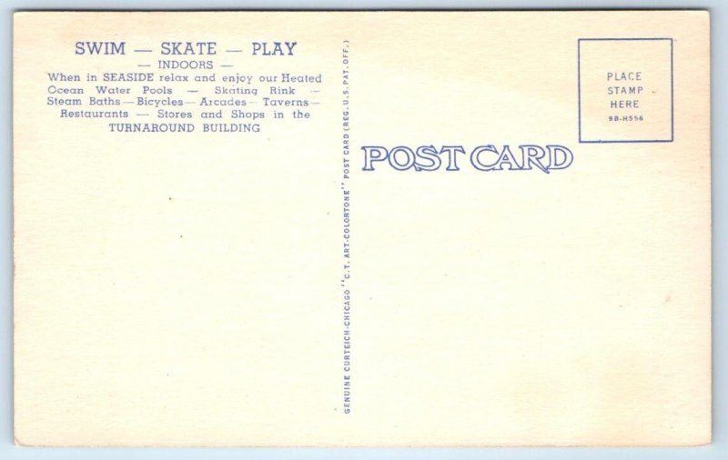 SEASIDE, OR Oregon ~ RAW BROS. TURNAROUND BUILDING Amusement c1940s  Postcard