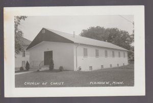 Plainview MINNESOTA RPPC c1950 CHURCH OF CHRIST nr Rochester Kellogg MN