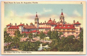Vintage Linen Postcard Hotel Ponce De Leon St Augustine FL