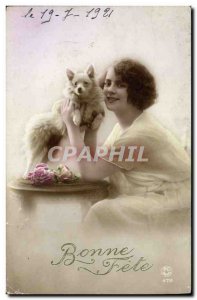 Postcard Dog Dogs Old Woman