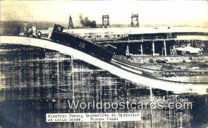 Real Photo Locomotivwe in Operation, Gatun Locks Panama Canal Panama Writing ...