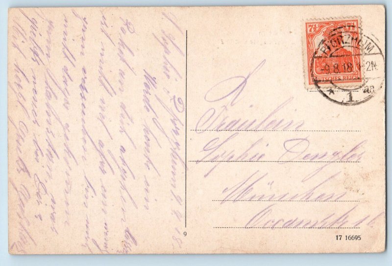 Pforzheim Germany Postcard Confluence of the Nagold and Enz 1918 Posted