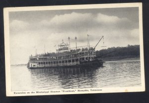 MEMPHIS TENNESSEE RIVERBOAT STEAMER BOAT PRESIDENT VINTAGE POSTCARD