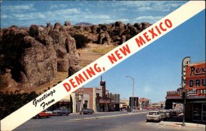 Deming New Mexico NM Classic Cars 1960s Street Scene Vintage Postcard
