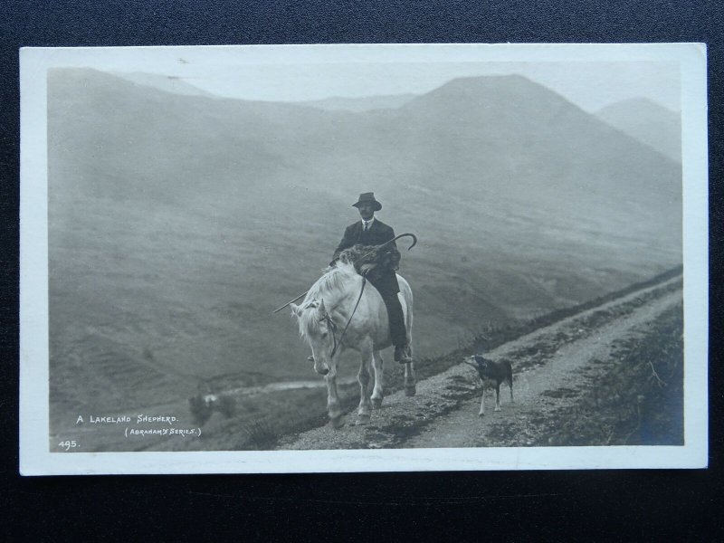 Cumbria A LAKELAND SHEPHERD Carrying a Sheep on Horse back - Old RP Postcard