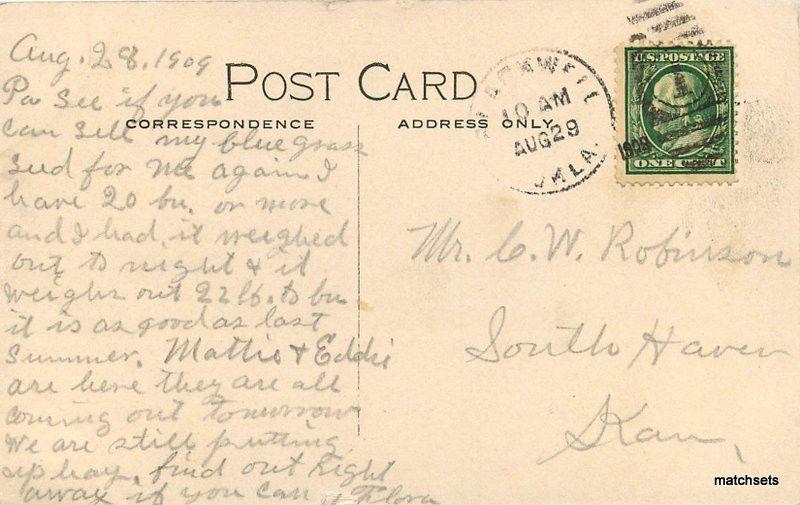 1909 BLACKWELL OKLAHOMA Christian Church Briscoe postcard 13031