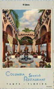 TAMPA, FL  ~ Roadside COLUMBIA  SPANISH RESTAURANT  c1940s Linen Postcard