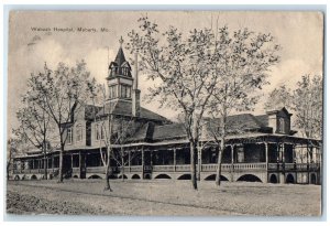 1910 Warbash Hospital Exterior Roadside Moberly Missouri MO Posted Tree Postcard