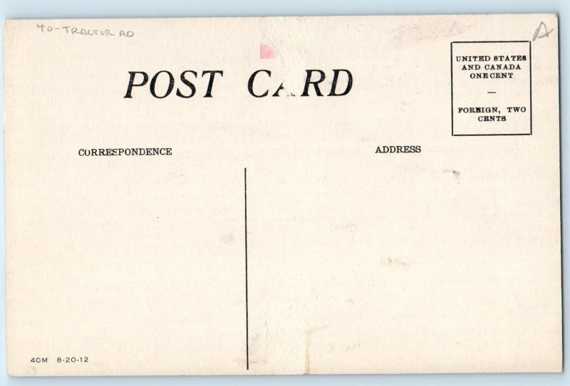 Hill Climbing Exhibition Case Engines Develop Tractor Advertising Postcard