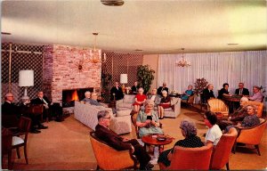 Sacramento Manor California CA Social Lounge Fireplace Postcard VTG UNP Vintage 
